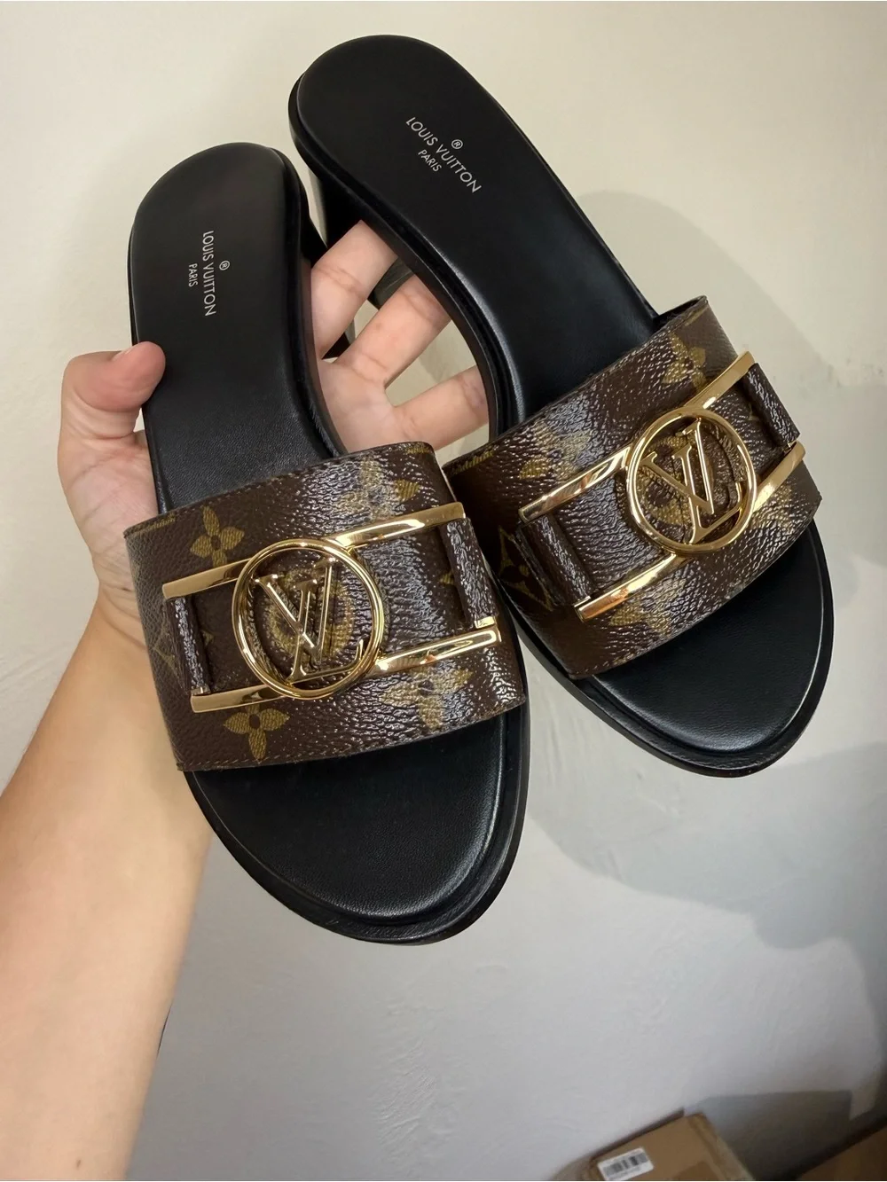 Louis Vuitton LV Frame Mule Cacao Monogram Heels Size 37